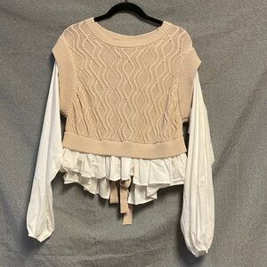 MARBLE Cream Cable Knit Sweater